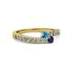 2 - Orane London Blue Topaz and Blue Sapphire with Side Diamonds Bypass Ring 