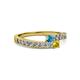 2 - Orane London Blue Topaz and Yellow Sapphire with Side Diamonds Bypass Ring 