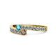 1 - Orane London Blue Topaz and Smoky Quartz with Side Diamonds Bypass Ring 