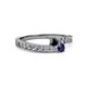2 - Orane Black Diamond and Blue Sapphire with Side Diamonds Bypass Ring 