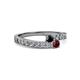 2 - Orane Black Diamond and Ruby with Side Diamonds Bypass Ring 