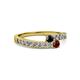 2 - Orane Black Diamond and Ruby with Side Diamonds Bypass Ring 