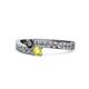 1 - Orane Black and Yellow Diamond with Side Diamonds Bypass Ring 