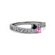 2 - Orane Black Diamond and Pink Sapphire with Side Diamonds Bypass Ring 