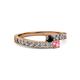 2 - Orane Black Diamond and Pink Tourmaline with Side Diamonds Bypass Ring 