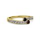 2 - Orane Black Diamond and Red Garnet with Side Diamonds Bypass Ring 