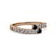 2 - Orane Black Diamond with Side Diamonds Bypass Ring 