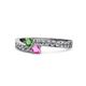 1 - Orane Green Garnet and Pink Sapphire with Side Diamonds Bypass Ring 