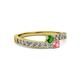 2 - Orane Green Garnet and Pink Tourmaline with Side Diamonds Bypass Ring 