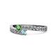 1 - Orane Green Garnet and Aquamarine with Side Diamonds Bypass Ring 
