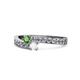 1 - Orane Green Garnet and White Sapphire with Side Diamonds Bypass Ring 