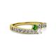 2 - Orane Green Garnet and White Sapphire with Side Diamonds Bypass Ring 