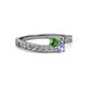 2 - Orane Green Garnet and Tanzanite with Side Diamonds Bypass Ring 