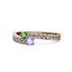 1 - Orane Green Garnet and Tanzanite with Side Diamonds Bypass Ring 