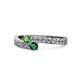1 - Orane Green Garnet and Emerald with Side Diamonds Bypass Ring 