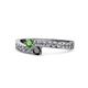 1 - Orane Green Garnet and Black Diamond with Side Diamonds Bypass Ring 