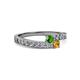 2 - Orane Green Garnet and Citrine with Side Diamonds Bypass Ring 