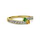2 - Orane Green Garnet and Citrine with Side Diamonds Bypass Ring 