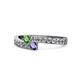 1 - Orane Green Garnet and Iolite with Side Diamonds Bypass Ring 