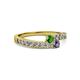 2 - Orane Green Garnet and Iolite with Side Diamonds Bypass Ring 