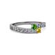 2 - Orane Green Garnet and Yellow Sapphire with Side Diamonds Bypass Ring 
