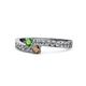 1 - Orane Green Garnet and Smoky Quartz with Side Diamonds Bypass Ring 