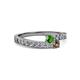 2 - Orane Green Garnet and Smoky Quartz with Side Diamonds Bypass Ring 