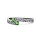 1 - Orane Green Garnet with Side Diamonds Bypass Ring 