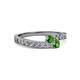 2 - Orane Green Garnet with Side Diamonds Bypass Ring 