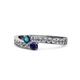 1 - Orane Blue Diamond and Blue Sapphire with Side Diamonds Bypass Ring 