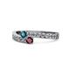 1 - Orane Blue Diamond and Ruby with Side Diamonds Bypass Ring 