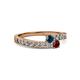 2 - Orane Blue Diamond and Ruby with Side Diamonds Bypass Ring 
