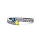 1 - Orane Blue and Yellow Diamond with Side Diamonds Bypass Ring 