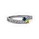 2 - Orane Blue and Yellow Diamond with Side Diamonds Bypass Ring 