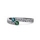 1 - Orane Blue Diamond and Emerald with Side Diamonds Bypass Ring 
