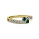 2 - Orane Blue Diamond and Emerald with Side Diamonds Bypass Ring 