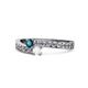 1 - Orane Blue Diamond and White Sapphire with Side Diamonds Bypass Ring 