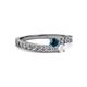 2 - Orane Blue Diamond and White Sapphire with Side Diamonds Bypass Ring 