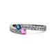 1 - Orane Blue Diamond and Pink Sapphire with Side Diamonds Bypass Ring 