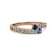 2 - Orane Blue Diamond and Iolite with Side Diamonds Bypass Ring 