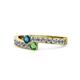 1 - Orane Blue Diamond and Green Garnet with Side Diamonds Bypass Ring 