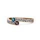 1 - Orane Blue Diamond and Red Garnet with Side Diamonds Bypass Ring 