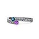 1 - Orane Blue Diamond and Amethyst with Side Diamonds Bypass Ring 