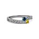 2 - Orane Blue Diamond and Yellow Sapphire with Side Diamonds Bypass Ring 