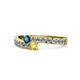 1 - Orane Blue Diamond and Yellow Sapphire with Side Diamonds Bypass Ring 