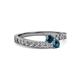 2 - Orane Blue Diamond with Side Diamonds Bypass Ring 