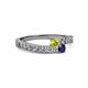 2 - Orane Yellow Diamond and Blue Sapphire with Side Diamonds Bypass Ring 