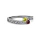 2 - Orane Yellow Diamond and Ruby with Side Diamonds Bypass Ring 