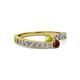 2 - Orane Yellow Diamond and Ruby with Side Diamonds Bypass Ring 