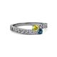 2 - Orane Yellow and Blue Diamond with Side Diamonds Bypass Ring 